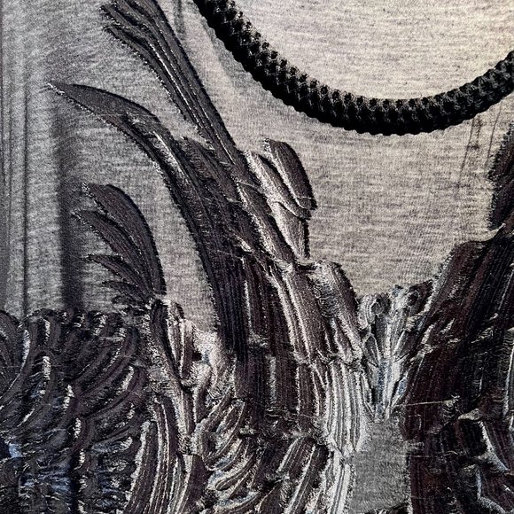 IRO Paris Silk Blend Black Sleeveless  Burn Out Wing Patterned Top Sz 38 Medium - Picture 3 of 6